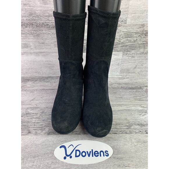 Womens Black Suede Mid Calf High Heel Boots Size 5.5M By H - Picture 2 of 5